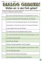 Vorschau - Arbeitsblätter - Dialog ordnen "Wollen wir in den Park gehen?" Auf dem Skaterplatz - DaZ / DaF / Deutsch - Seite 2