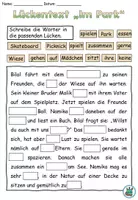 Vorschau - Arbeitsblätter - Lückentext "Im Park" DaZ / DaF / Deutsch - Seite 1