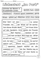 Vorschau - Arbeitsblätter - Lückentext "Im Park" DaZ / DaF / Deutsch - Seite 2