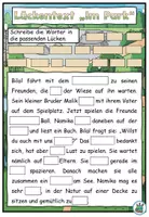 Vorschau - Arbeitsblätter - Lückentext "Im Park" DaZ / DaF / Deutsch - Seite 3