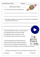 Vorschau - Arbeitsblätter - Quiz zum Weltraum Check - mit Lösung - Deckblatt