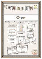 Vorschau - Fördermaterial/Inklusion - Körper Tafelkarten / Wandplakate (Schrägbilder, Netze, Eigenschaften +Volumen und Oberfläche) - Deckblatt