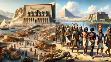 Vorschau - Arbeitsblätter - Der Reichtum des Alten Ägypten - auf Grundlage friedlichen Handels oder Ausbeutung anderer Kulturen? Textanalyse Diskussion Einstieg Text Lösung - Deckblatt