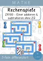 Vorschau - Spiele - Rechenspiel ZR 100 - Einer addieren und subtrahieren ohne ZÜ - differenziert - Deckblatt