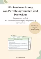 Vorschau - Stundenentwürfe - Sequenzplan (BUV) Mathematik: Flächenberechnung von Parallelogrammen und Dreiecken / Klasse 7 Bayern Mittelschule - Deckblatt