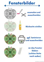 Vorschau - Arbeitsblätter - Fensterbilder Apfel in bunt zum Ausdrucken - Seite 1