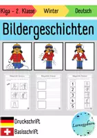 Vorschau - Arbeitsblätter - Bildergeschichten Winter: Bilder der Reihe nach ordnen (Kindergarten / 1. Klasse) - Deckblatt