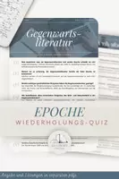 Vorschau - Arbeitsblätter - Gegenwartsliteratur Wiederholungsfragen Quiz - Deckblatt