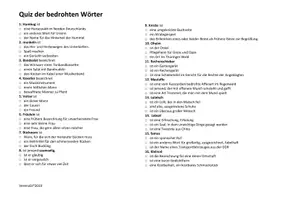 Vorschau - Arbeitsblätter - Quiz der bedrohten Wörter - Deckblatt