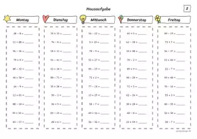 Vorschau - Arbeitsblätter - Addition & Subtraktion im Zahlenraum 100 - Hausaufgabe - Seite 3