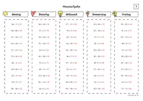 Vorschau - Arbeitsblätter - Addition & Subtraktion im Zahlenraum 100 - Hausaufgabe - Seite 2