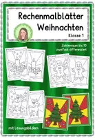Vorschau - Arbeitsblätter - Rechenmalblätter Weihnachten Klasse 1 differenziert - Deckblatt