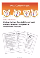 Vorschau - Merkblätter - Finding the right tone in different social contexts / Pragmatic Competence (+ Quiz + Tasks) - Deckblatt