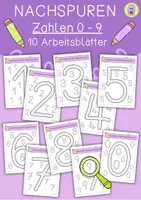 Vorschau - Arbeitsblätter - Zahlen nachspuren, Feinmotorik, Schwungübungen - Deckblatt