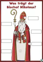 Vorschau - Arbeitsblätter - "Was trägt der Bischof Nikolaus?" Tafelmaterial und Arbeitsblatt - DaZ / DaF / Deutsch / Religion / KBW - Seite 1