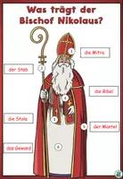 Vorschau - Arbeitsblätter - "Was trägt der Bischof Nikolaus?" Tafelmaterial und Arbeitsblatt - DaZ / DaF / Deutsch / Religion / KBW - Seite 3