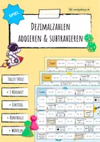 Vorschau - Arbeitsblätter - Addition & Subtraktion von Dezimalzahlen - Paket (8 Spiele + 3 AB) - Seite 1