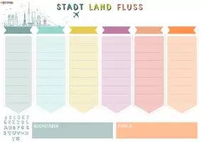 Vorschau - Arbeitsblätter - "Stadt Land Fluss" Spiel für den Deutschunterricht - Seite 1