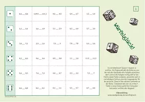 Vorschau - Arbeitsblätter - Dezimalzahlen vergleichen - Spiel (Würfelglück) - Seite 1