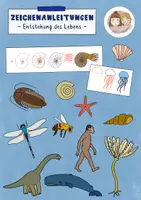 Vorschau - Mal- und Bastelvorlagen - Entstehung des Lebens - Zeichenanleitungen, Montessori, kosmische Erzählung - Deckblatt