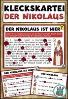 Vorschau - Aufgabenkarten - Kleckskartei / Klecksaufgaben "Der Nikolaus" Advent - DaZ / DaF / Deutsch - Deckblatt