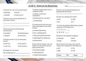 Vorschau - Test - Deutsch Klasse 9 LK zur Bewerbung - Deckblatt