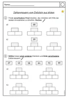 Vorschau - Stundenentwürfe - Zahlenmauern von Zielsteinen aus bilden - Unterrichtseinheit 4/6 (Klasse 2) - Seite 1