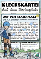 Vorschau - Aufgabenkarten - Kleckskartei / Klecksaufgaben "Auf dem Skaterplatz" Im Park - DaZ / DaF / Deutsch - Deckblatt