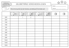Vorschau - Arbeitsblätter - Geld: Geldbeträge verschieden legen - Seite 3