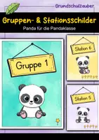 Vorschau - Bildkarten - Gruppenschilder + Stationsschilder - Panda für die Pandaklasse - Deckblatt