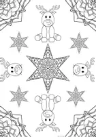 Vorschau - Mal- und Bastelvorlagen - Winter Mandala Rentier Kunst Ausmalbild - Seite 1