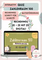 Vorschau - Fördermaterial/Inklusion - Interaktives Quiz Addition ZE + ZE mit ZÜ im Zahlenraum 100 - Tafelbild - Deckblatt