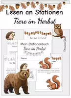 Vorschau - Arbeitsblätter - Stationen Lesen: Tiere im Herbst mit Stationsbüchlein - Deckblatt