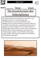 Vorschau - Merkblätter - Die Auswirkungen des Kolonialismus - Deckblatt