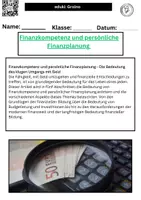 Vorschau - Stundenentwürfe - Finanzkompetenz und persönliche Finanzplanung - Deckblatt