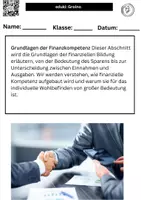 Vorschau - Stundenentwürfe - Finanzkompetenz und persönliche Finanzplanung - Seite 1