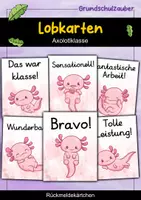 Vorschau - Bildkarten - Lobkärtchen für die Axolotlklasse - Lobkarten Axolotl - Deckblatt