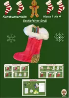 Vorschau - Mal- und Bastelvorlagen - Gestiefelter Gruß Klasse 1-4 Nikolaus Weihnachten - Deckblatt