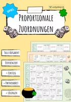 Vorschau - Arbeitsblätter - Proportionale ZUORDNUNGEN (Dreisatz) - Spiel - Deckblatt