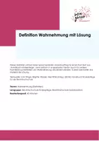 Vorschau - Arbeitsblätter - Defintion Wahrnehmung_Lösung - Deckblatt
