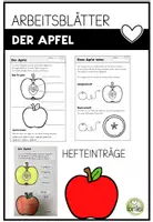 Vorschau - Arbeitsblätter - Teile des Apfels - Querschnitt und Längsschnitt des Apfels - Deckblatt
