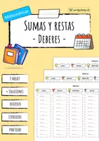 Vista previa - Hojas de trabajo - Sumas y restas con números negativos - Juego - Portada