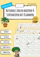 Vorschau - Arbeitsblätter - Rationale Zahlen addieren und subtrahieren mit Klammern - Deckblatt