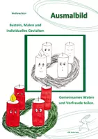 Vorschau - Mal- und Bastelvorlagen - Ausmalbild oder Klappkarte für Weihnachten - vier Kerzen - Adventskranz - Deckblatt