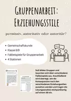 Vorschau - Arbeitsblätter - Stationenarbeit Erziehungsstile: permissiv, autoritativ oder autoritär? - Deckblatt