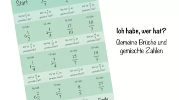 Vorschau - Stationenlernen - Ich habe, wer hat? Gemeine Brüche und gemischte Zahlen - Deckblatt