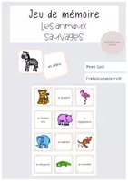 Vorschau - Stationenlernen - Les animaux sauvages Paarspiel Tiere - Deckblatt