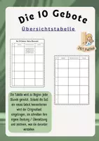 Vorschau - Arbeitsblätter - Die 10 Gebote:Tabelle zur Übersicht - Deckblatt