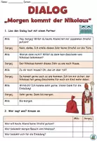 Vorschau - Arbeitsblätter - Dialog "Morgen kommt der Nikolaus" DaZ / DaF / Deutsch #rabattstattrute - Seite 1