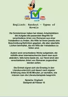Vorschau - Arbeitsblätter - Types of Novels - Deckblatt
